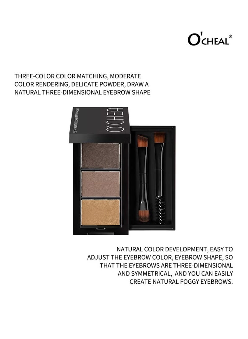 OCHEAL Eyebrow Powder Makeup Kit-3 Colors Eye Brow Powder Tinted Palette Professional Eye Makeup Eyebrow Filler - Image 5