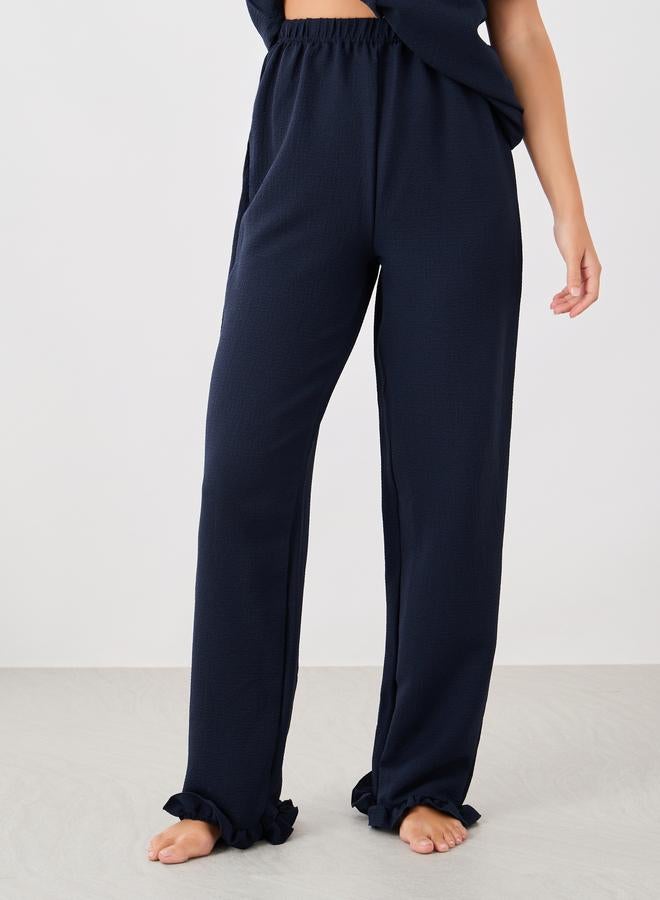 Styli Waffle Textured Ruffled Detail Shirt and Pyjama Set - Image 5