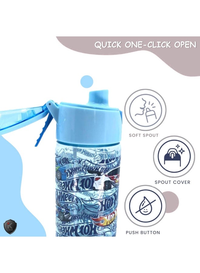 i-kola HOT WHEEL BLUE 320 ML Kids Water Bottle for School | BPA-Free Stainless Steel Water Bottle for Boys & Girls | Leakproof, Unbreakable, Easy to Drink, Quick Open Lock (TS-9218 AS 2) - Image 5