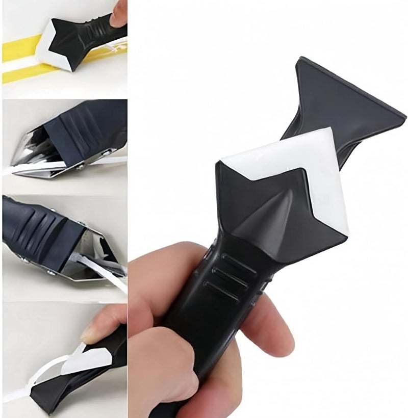 Jidomifurnis 3 in 1 Silicone Caulking Tools, Glass Glue Angle Scraper, stainless steelhead Caulk Remover and Sealant Scraper, For Kitchen Bathroom Window And Frames Sealant Seals - Image 2