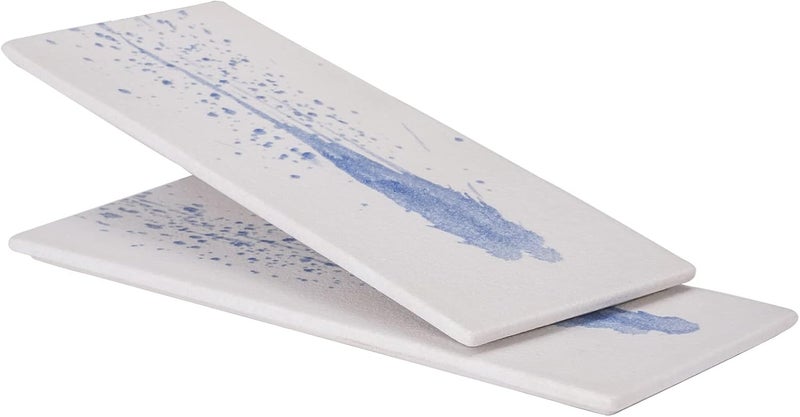Uaral Serving Platter Long Flat Plate  14 inch Rectangular Tray for PartySushiAppetizerSashimiCheeseSet of 2 Blue - Image 1