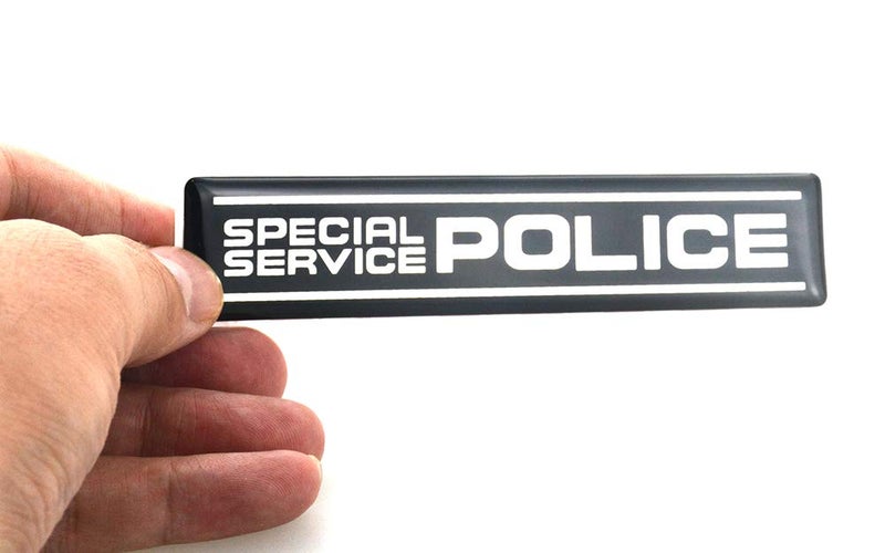 EmbRoom 1x Special Service Police Interceptor Sedan Trunk Emblem Decal 3D Badge Sticker Nameplate Replacement For Explorer Taurus Crown Victorias (Chrome Black) - Image 1