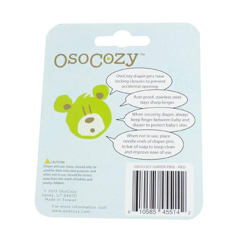 OsoCozy Diaper Pins - {Red} - Sturdy, Stainless Steel Diaper Pins with Safe Locking Closures - Use for Special Events, Crafts or Colorful Laundry Pins , 2.875 Inch x 0.25 Inch x 0.5 Inch - Image 2