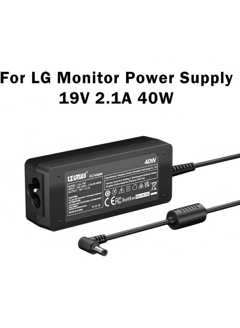 Apluynm 19V 2.1A AC Adapter for LG Monitors 40W Power Supply Compatible with Select LG 19-32 Inch LED LCD Displays Replacement Power Cord for Ultrawide Monitor Models - Image 3