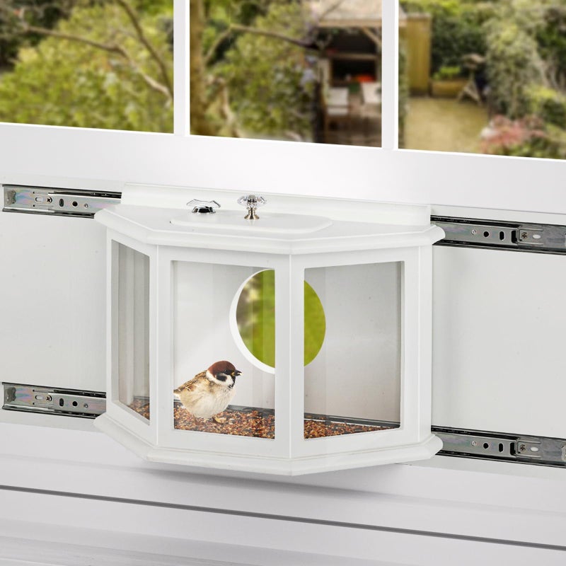 XYADX Window Bird Feeder with Secure Locker & Rail Sliding 180Â° Clear Design Squirrel Proof Bird Feeder for Indoor Window Viewing - Image 4