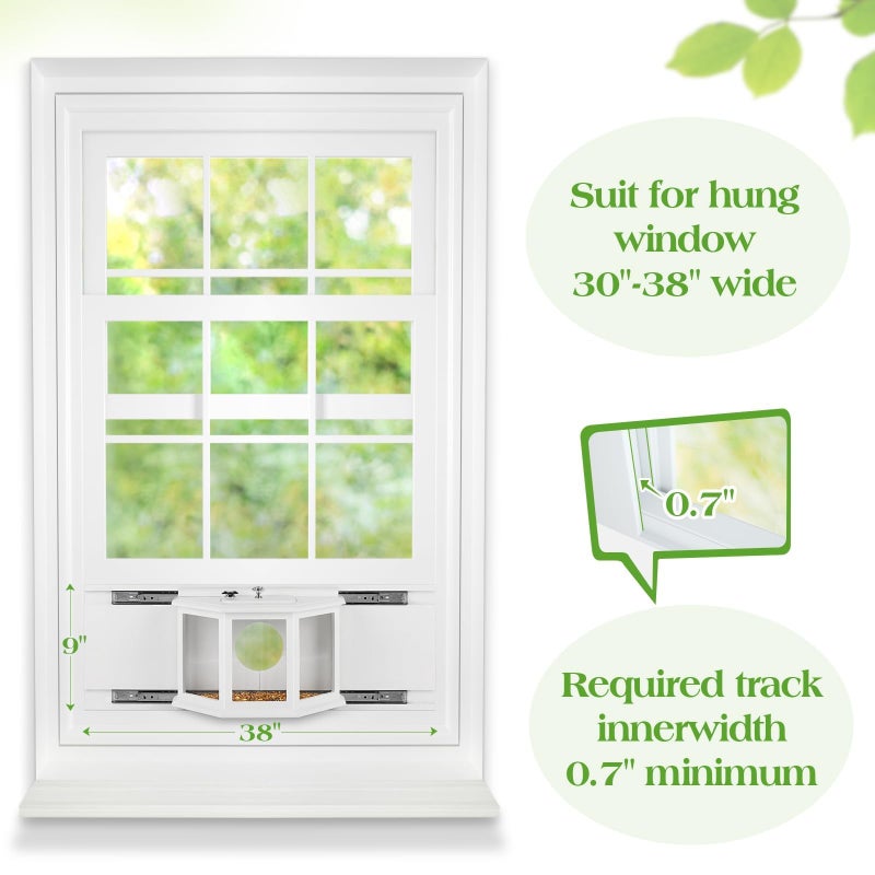 XYADX Window Bird Feeder with Secure Locker & Rail Sliding 180Â° Clear Design Squirrel Proof Bird Feeder for Indoor Window Viewing - Image 5