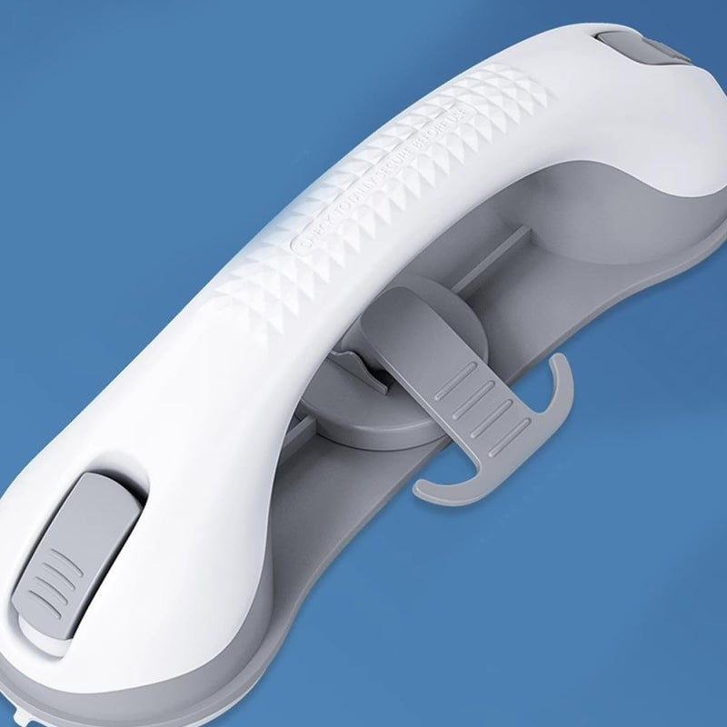 2pcs Suction Cup Grab Bars for Bathroom and Shower, Non-Slip Strong Suction Handles with Hooks, No-Drill Safety Grab Rails for Elderly and Disabled in Bathtub and Toilet, Gray - Image 5