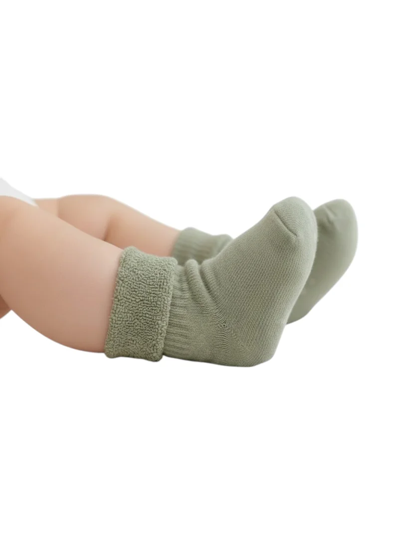 victor and jane Mixed muted Baby roll top toweling socks 4 pack