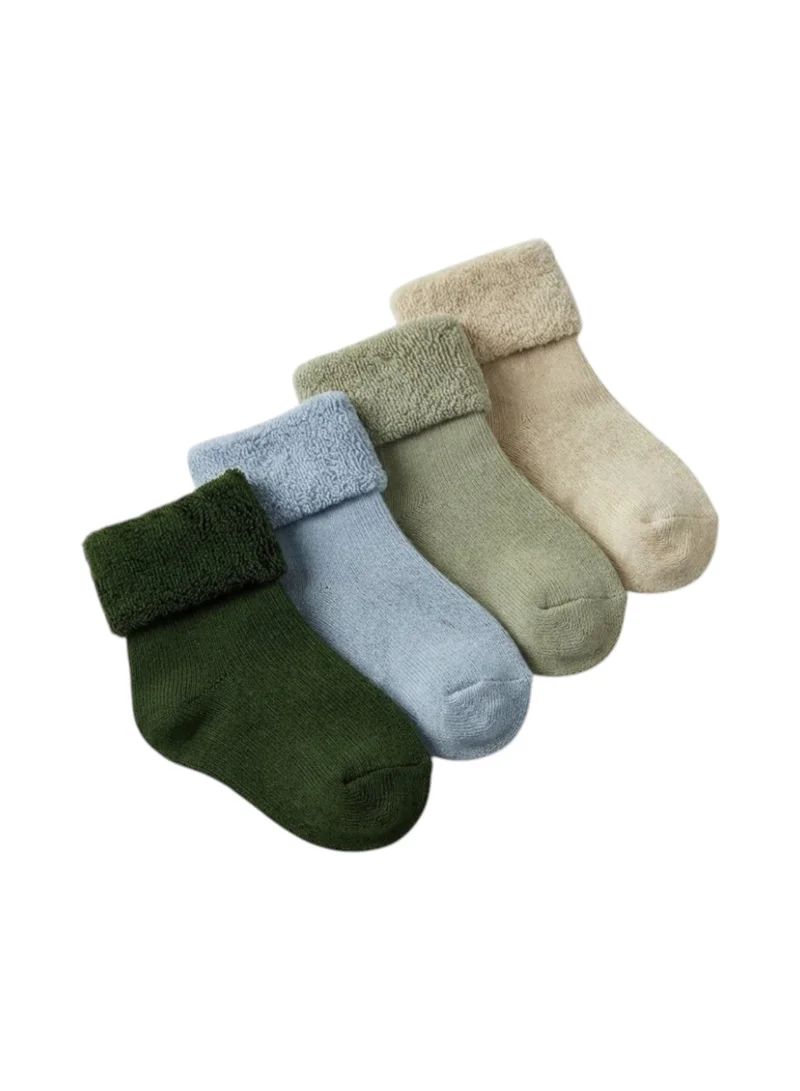 victor and jane Mixed muted Baby roll top toweling socks 4 pack
