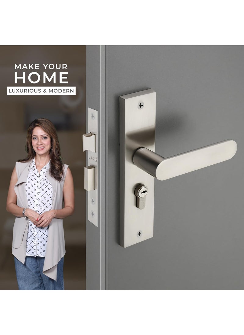 LAPO - LAPO Door Lock for Main Door Mortise Door Lock for Home Door Lock Handle Set for Bedroom Mortise Handle Set with 3 Brass Keys Satin Matt Finish 3 Years Warranty RO180CY - Image 1