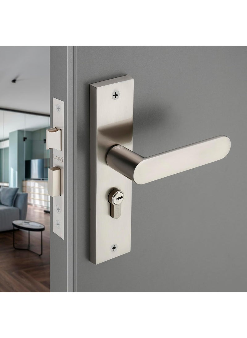 LAPO - LAPO Door Lock for Main Door Mortise Door Lock for Home Door Lock Handle Set for Bedroom Mortise Handle Set with 3 Brass Keys Satin Matt Finish 3 Years Warranty RO180CY - Image 1