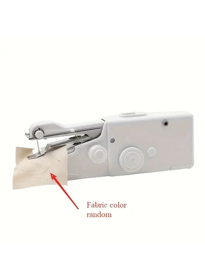 White Portable Electric Hand Sewing Machine Battery Powered Compact For Home Travel - Image 1