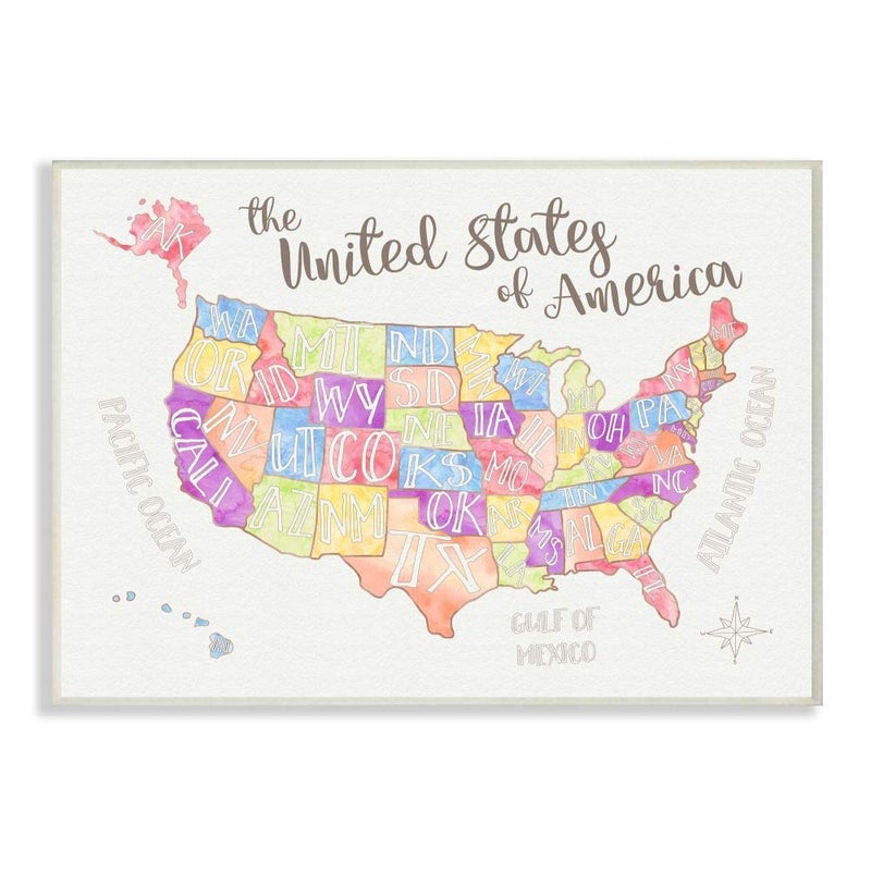 Stupell Industries Stupell Home Décor United States US Map Water Color Wall Plaque Art, 10 x 0.5 x 15, Proudly Made in USA - Image 4
