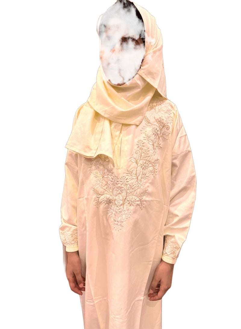 شرشف صلاة فاخر، ناعم ومطرز بلمسات ورود أنيقة، مع حجاب مدمج وتغطية كاملة لمظهر محتشم وراحة مثالية، بمقاس واحد يناسب الجميع - Image 1