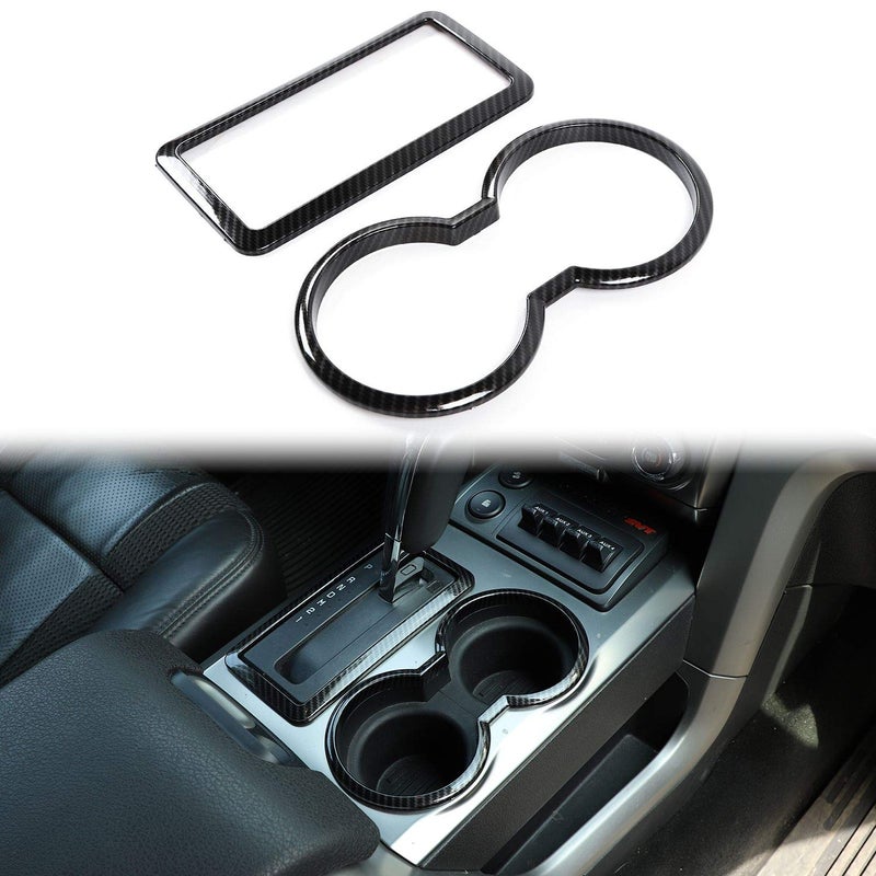JeCar Carbon Fiber Interior Center Console Gear Shift Cup Holder Panel Trim Frame for 20092014 Ford F150 Raptor Interior Accessories