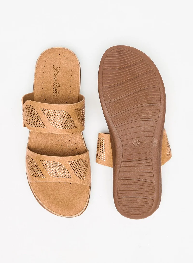 Flora Bella Embellished Strap Slip On Open Toe Sandals