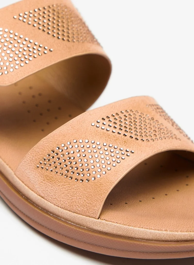 Flora Bella Embellished Strap Slip On Open Toe Sandals