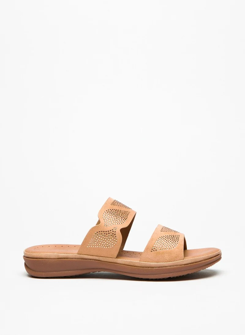 Flora Bella Embellished Strap Slip On Open Toe Sandals