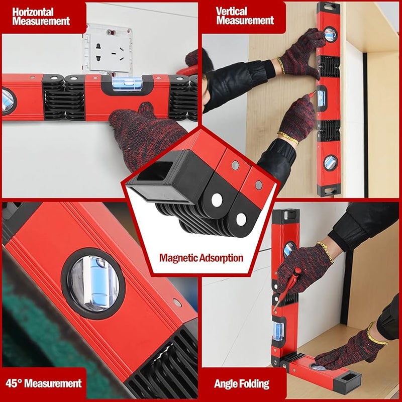 Red Foldable Level Aluminum Alloy Multi Angle Flexible Measuring Tool For Cabinet Installation - Image 4