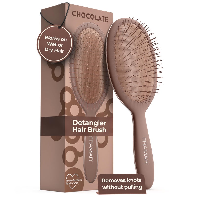 FRAMAR Chocolate Hair Brush Detangler â€“ Wet Hair Brushes For Women, Womens Hair Brush, Hair Accessories, Hairbrush For Women, Cepillos Para Cabello, Reduces Breakage â€“ Detangle Brush - Image 1