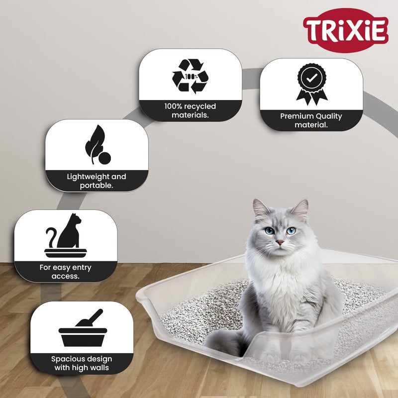 Trixie Junior Nuno Cat Litter Tray, Recycled, Plastic, 28 × 9 × 36 cm, Small Animal Home Ensures Ease of Cleaning and Hygiene Maintenance (Color May Vary) - Image 4
