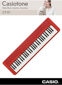 CASIO CT-S1RD Digital Musical Keyboard, Piano Style With Power Adaptor  - Image 1