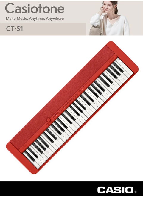 CT-S1RD Digital Musical Keyboard, Piano Style With Power Adaptor
