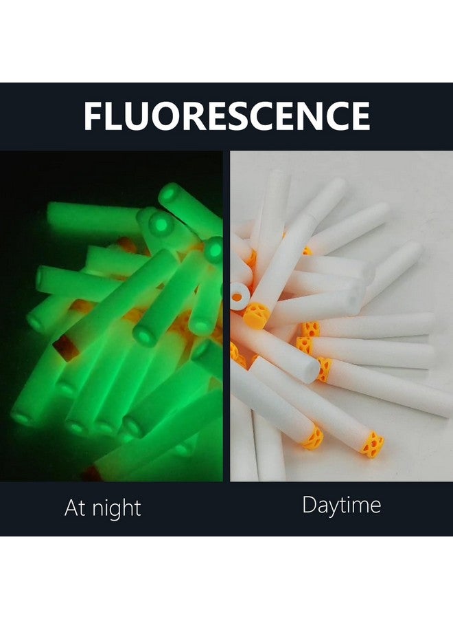 EKIND 100 Pcs Waffles Darts Refill Pack Foam Bullet Compatible For Nerf N-Strike Series Blaster (Glow At Dark, White) - Image 4