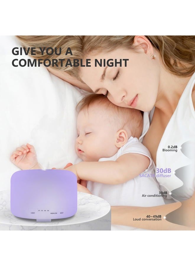 SACATR Oil Diffuser, 500ml Essential Oil Diffusers, Aromatherapy Diffuser with 2 Mist Mode 4 Timers＆7 Ambient Light Waterless Auto Off, Diffusers Large Room Home Office - Image 3