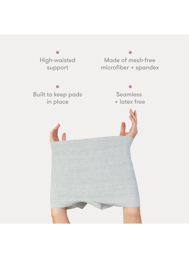 Frida Mom Women's Postpartum Underwear, Disposable Boyshort Underwear, Seamless with Stretchy Support, Postpartum Essentials, Size Petite (Waist 23"-34" Stretched), 8 Count Feminine Care, Grey - Image 3
