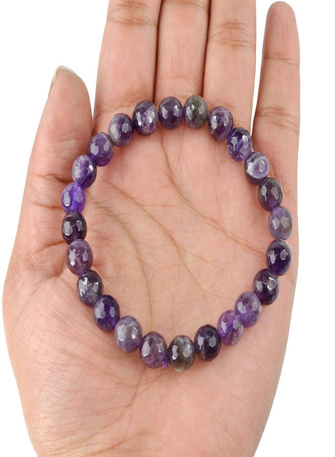 Crystu سوار من حجر الجمشت الطبيعي المعتمد من كريستو، سوار من الخرز المصقول 8 مم لعلاج الريكي وعلاج الكريستال (اللون: بنفسجي) - Image 4