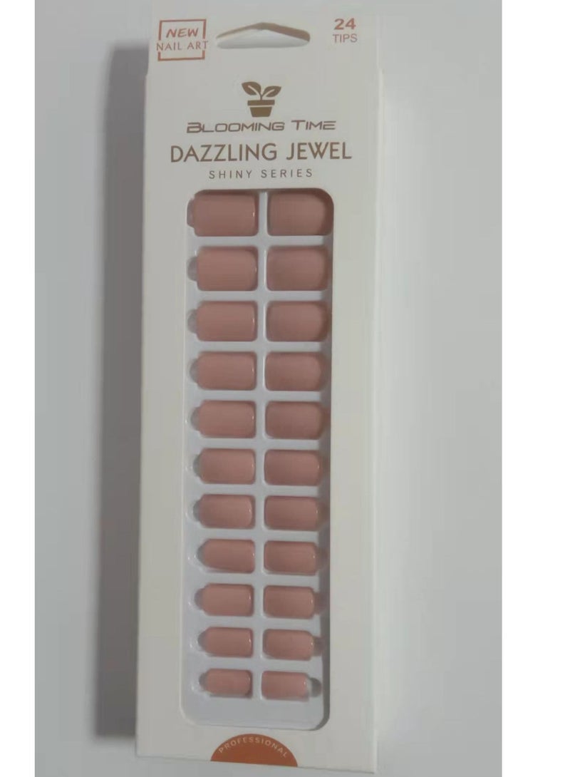 BLOOMING TIME 24-Piece Gloss Fake Nails kit  with glue stick - Image 1