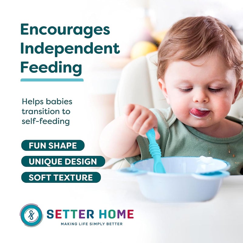 SETTER HOME Premium Silicone Baby Spoons set  6 PackBaby spoon self feeding Training Spoons for Infants  Toddler First Stage Chewable Baby Led Weaning Utensils BPA Free baby feeding essentials - Image 4