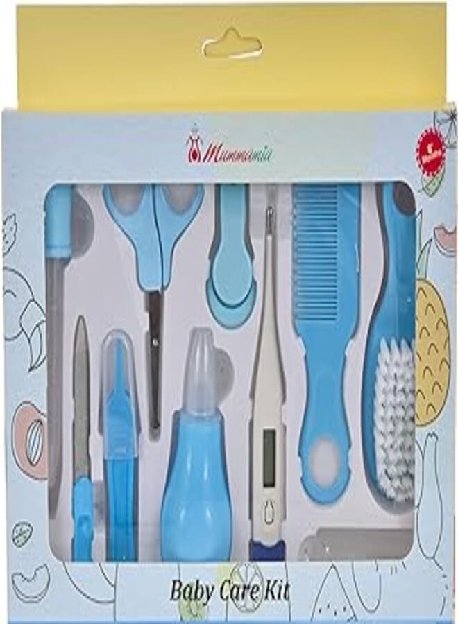 MUMMAMIA Newborn Baby's Grooming & Health Care Kit (Blue, 10 Pc)
