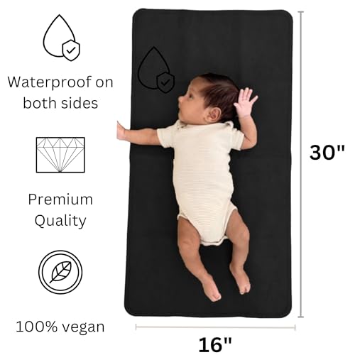Uniklook Portable Changing Pad Uniklook Tan & Grey Vegan Leather Change Station Travel Diaper Mat Placemat Waterproof 16"x30" Reversible - Image 3