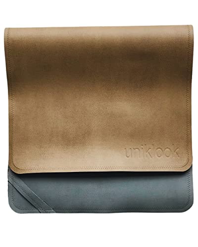 Uniklook Portable Changing Pad Uniklook Tan & Grey Vegan Leather Change Station Travel Diaper Mat Placemat Waterproof 16"x30" Reversible - Image 5