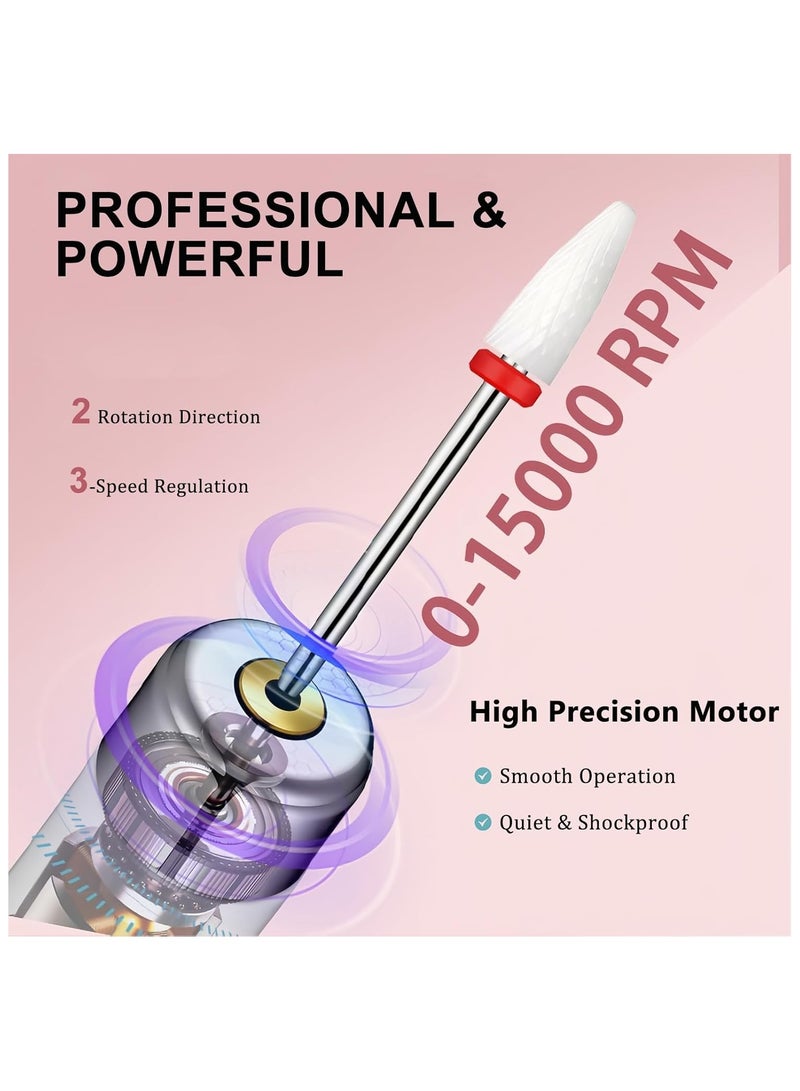 general Electric Nail File Set Cordless Electric Nail Drill with 12 Bits Portable 3 Speeds Nail Drill Machine for Acrylic Gel Nails Thick Nail Toenail Cuticle - Image 3