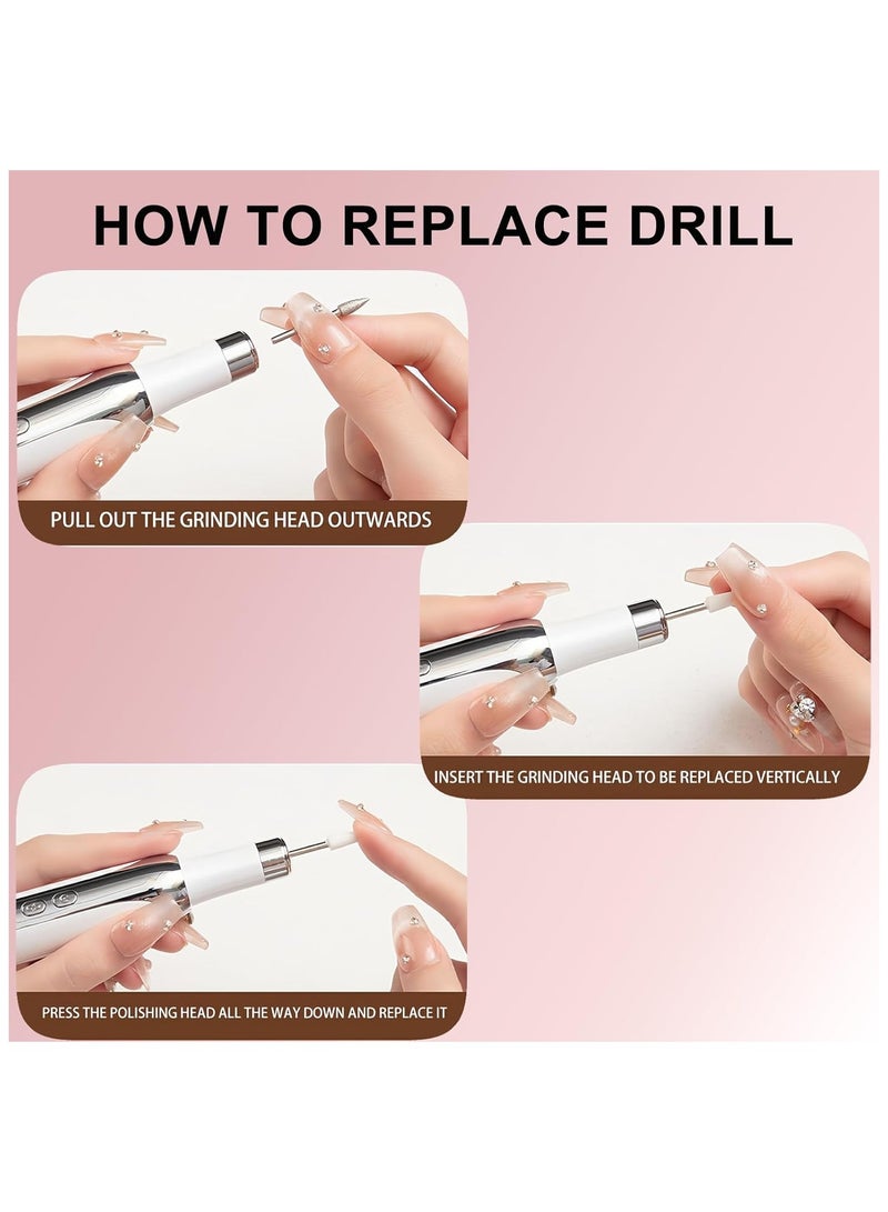 general Electric Nail File Set Cordless Electric Nail Drill with 12 Bits Portable 3 Speeds Nail Drill Machine for Acrylic Gel Nails Thick Nail Toenail Cuticle - Image 5