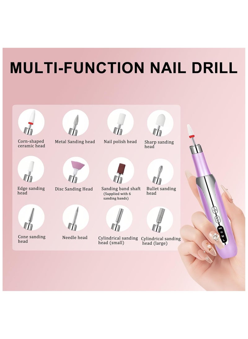 general Electric Nail File Set Cordless Electric Nail Drill with 12 Bits Portable 3 Speeds Nail Drill Machine for Acrylic Gel Nails Thick Nail Toenail Cuticle - Image 4
