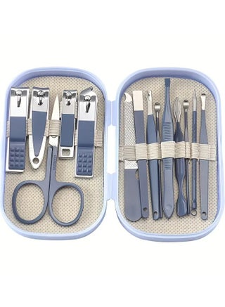 A Set Of 14pcs Stainless Steel Manicure And Pedicure Tools, Featuring Modern Style Concave Edge Nail Clippers And Grooming Tools, Including A Portable Storage Box - A Unisex Odorless Nail Care Kit - view 3