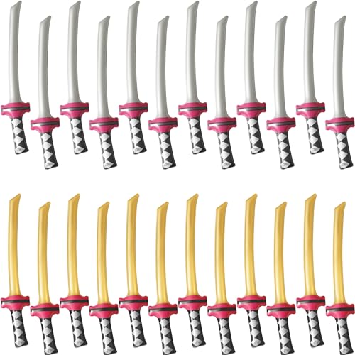 Cotiny 24 Pack Inflatable Ninja Swords Inflatable Sword Samurai Katana Blow Up Swords for Ninja Cosplay Swimming Pool Party Supplies Halloween Costume Accessories Color Style 2 - Image 1