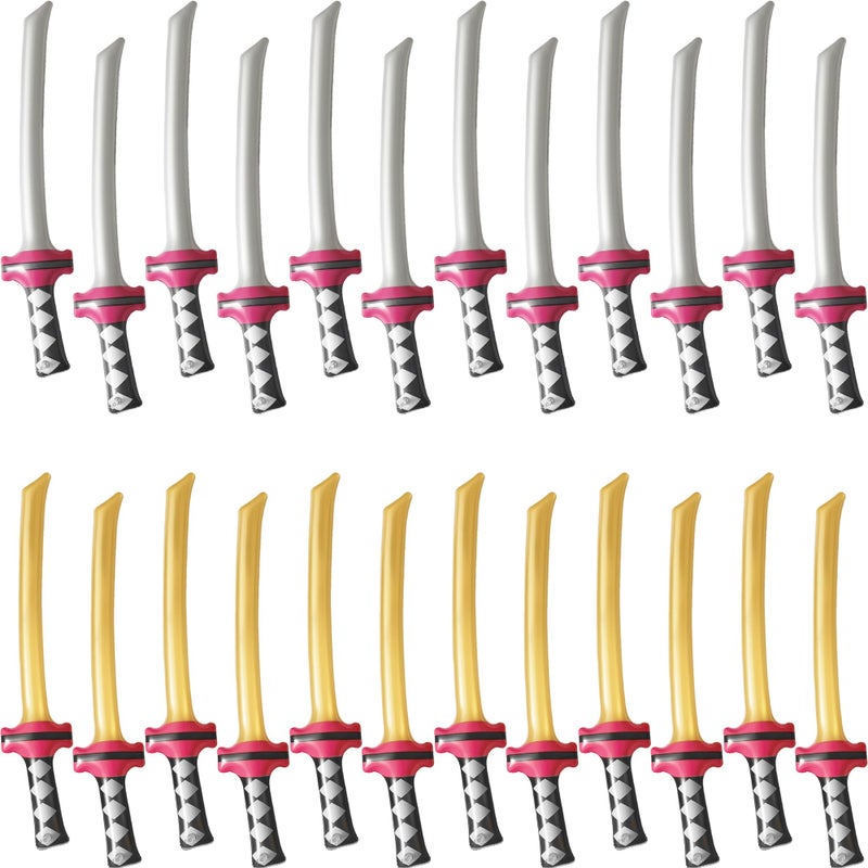 Cotiny 24 Pack Inflatable Ninja Swords Inflatable Sword Samurai Katana Blow Up Swords for Ninja Cosplay Swimming Pool Party Supplies Halloween Costume Accessories Color Style 2 - Image 3