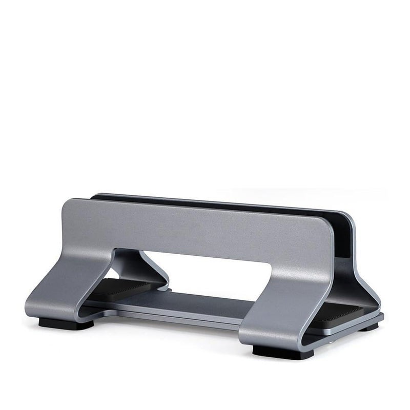 Vertical Aluminum Laptop Stand Adjustable Width Holder Desk Organizer Gray - Image 2