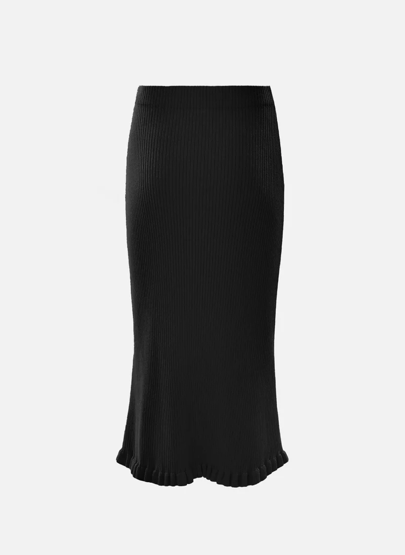 Lichi  Ribbed midi knit skirt with ruffles for Women | Best Price UAE
