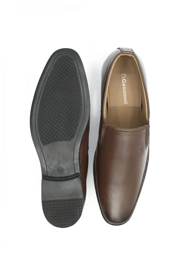 Geoomnii Brown Men’s Formal Slip-On Shoes – Classic Comfort, Elegant Design, Office & Party Wear for Men | Best Price UAE