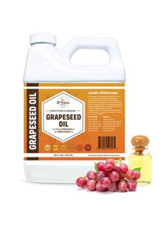 33RD PARALLEL SOAP CO. ORGANIC GRAPESEED OIL 16 oz Cold Pressed Unrefined  100 Pure Natural NonGMO  Available in Bulk  Skin Hair Face Carrier for Essential Oils Soap Making  16 FL OZ 