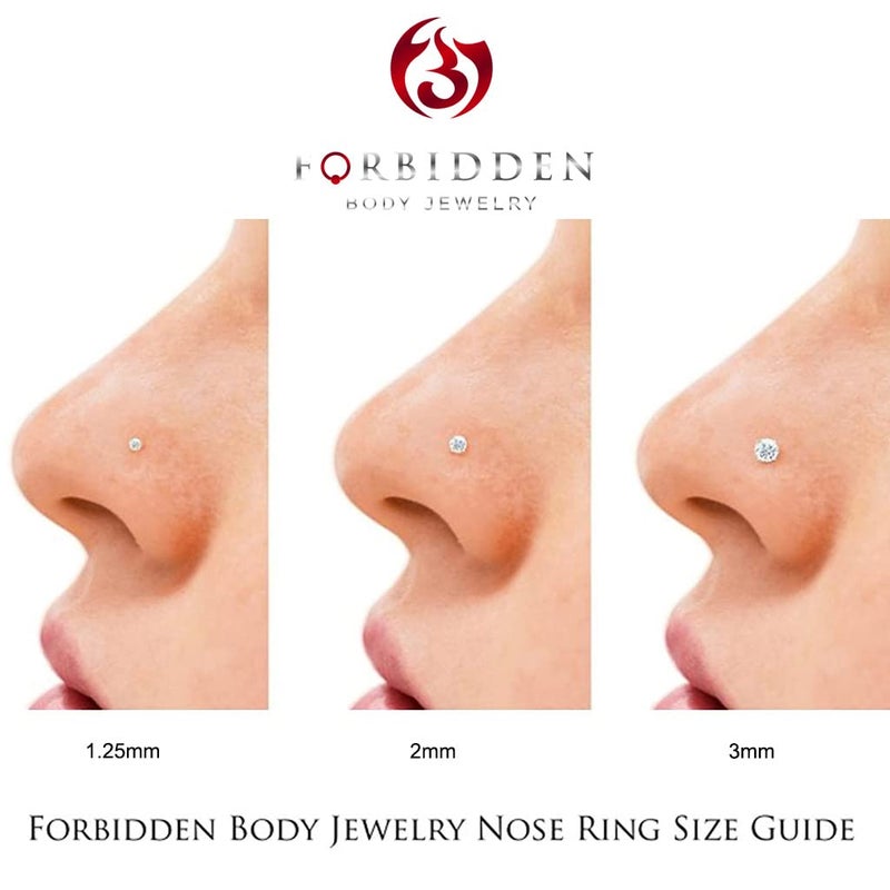 Forbidden Body Jewelry FBJ 14k Rose Gold Nose Ring, 22g, Solid 7mm Micro Stud, 1.25mm CZ Simulated Diamond, Non-Irritating Skin Safe Real Gold, Women/Men (Sold Individually) - Image 5
