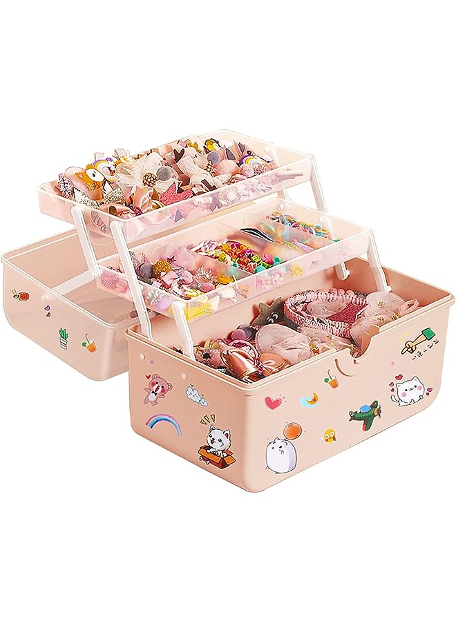 Raxoom Three-layer Thickened Large-capacity Multi-compartment Girl's Hair Accessories Storage Box (Large) - Image 1