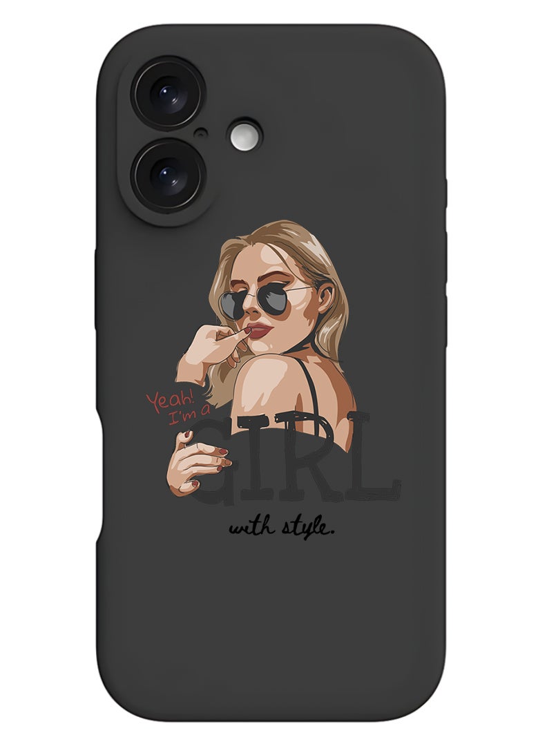 Theodor Protective Slim Fit Case Liquid Silicone Cover with Full Body Protection Anti-Scratch Shockproof Case For Apple iPhone 17 (Black) Girl with Style - Image 1