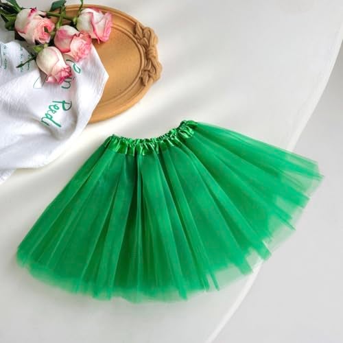 BGFKS Girls 3 Layered Tulle Tutu Skirt with Lining,Princess Ballet Dance Dress for Girls. Green - Image 4